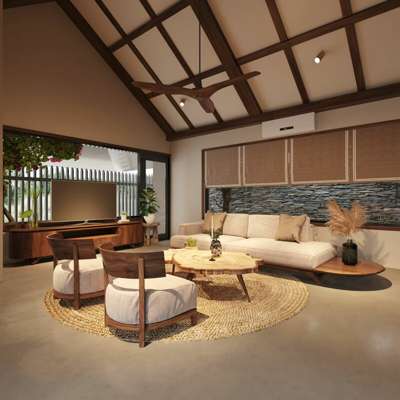 sofa gỗ óc chó phá cách