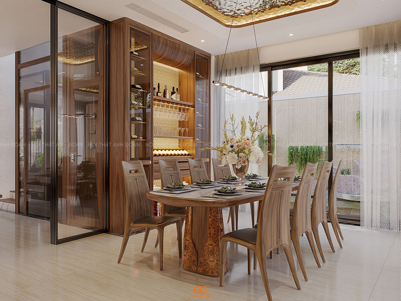 Nhà bếp được chiếu sáng tự nhiên và có cảm giác rộng hơn khi lắp đặt cửa kính lớn